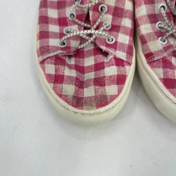 J Crew pink white gingham plaid canvas sneakers casual summer cottage 7 girly - Picture 5 of 6